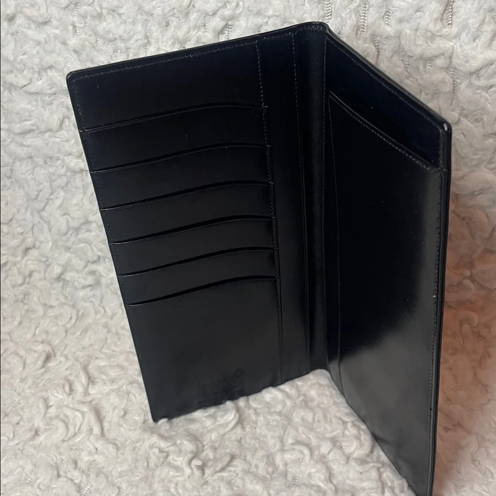 New Montblanc Meisterstück Bi-fold Slim Leather Unisex Long Wallet Black